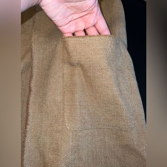 Souvenir Italy Lightweight Ecru Linen Duster Coat w/ Raw-Edge Collar Large EUC - Picture 2 of 6